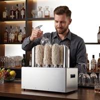 Nouvelle Machine Électrique de Polissage et Séchage de Verres pour Bars, Restaurants et Cafés, Polisseuse Universelle pour Verres à Vin et Tasses, 330 verres/heure, Nettoyage par Fibres
