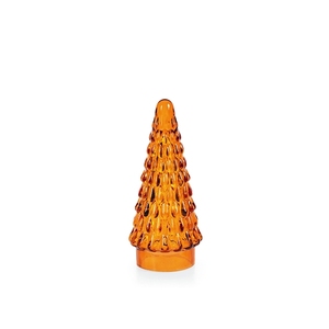 Orange Hand Blown Glass Christmas <b>Tree</b> Decorative Miniature Holiday Ornament - Product Image 1