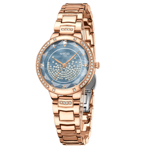 Reloj de Cuarzo Analógico de Lujo para Mujer, en Oro Rosa, con Correa de Acero Inoxidable, Resistente al Agua, Modelo 2687 - Product Image 1