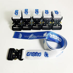 Cinturón de cintura con logotipo de Jacquard personalizado de fábrica de 1,5 pulgadas, hebilla de Metal, cinturón de lona de tela tejida de nailon táctico duradero para hombres - Product Image 1
