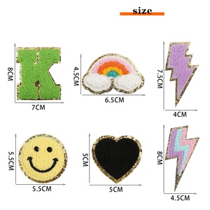 Venta al por mayor DIY toalla <span class=keywords><strong>bordado</strong></span> alfabeto inicial brillo hierro <span class=keywords><strong>en</strong></span> Chenille colorido carta parches - Product Image 5
