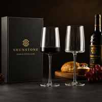 Verre à vin rouge carré en cristal sans plomb SHUNSTONE, moderne, à fond plat, personnalisé avec logo, vente en gros