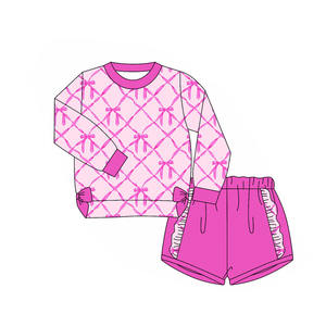 Preorder Sports Kids Toddler Girls Fall Flowers Long Sleeve Tops <strong>Ruffle</strong> <strong>Shorts</strong> Fall Bottoms Sports Outfits Sets Clothes - Product Image 3