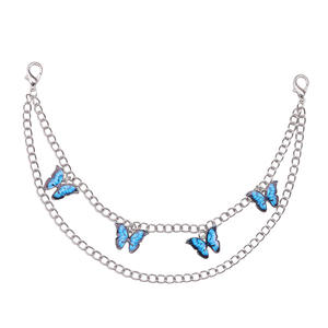Double Layered Blue Butterfly Shoe <b>Chain</b> Zinc Alloy Unisex Casual Martin <b>Boot</b> Accessory - Product Image 5