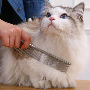 Peine para mascotas cromado de 19 cm de largo para el cuidado del perro, desenredar y eliminar el pelo - Product Image 1