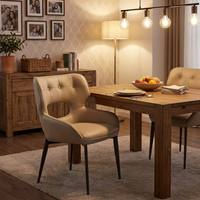 Chaises de salle à manger élégantes et rembourrées en cuir PU marron de luxe avec quincaillerie en acier inoxydable, design de créateur, pour hôtel