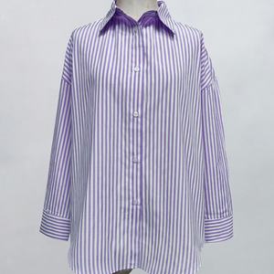 Camisa Casual de Manga Larga con Cuello Abotonado, a Rayas y de Color Sólido, de Primavera y Otoño, en Telas de Lujo Ligeras, Personalizada al por Mayor OEM/ODM - Product Image 3