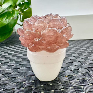 Venta al por mayor de plantas suculentas de cristal artesanías de cristal tallado plantas en maceta para decoraciones de escritorio de oficina - Product Image 2