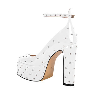 圆头平台铆钉女鞋系带高跟鞋凉鞋玛丽简风格鞋 - Product Image 6