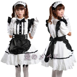 Maid Costume Women White Dress With Bow Tie And Apron Stage Performance Adult Cosplay Outfit 8003 - Product Image 2