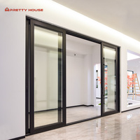 Porte coulissante en aluminium haute résistance, double vitrage, insonorisée, coupe-vent, de qualité supérieure, en promotion, pour usage commercial