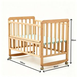 Culla per Neonati in Legno Massello con Ruote, Altezza Regolabile, Lettino Portatile per Neonati, Arredo Sicuro per la Stanza dei Bambini - Product Image 4