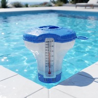 LanVol Tragbarer Schwimmender Chemikaliendosierer mit Thermometer, Einstellbarer Chlortabletten-Schwimmer für Pool, Spa und Whirlpool aus PE und ABS