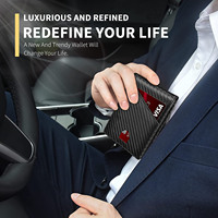 Dompet mewah pria, dompet pria serat karbon Ultra, dompet Stash, klip Tdollar, pemblokir RFID