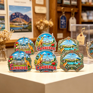 Magnete per Frigorifero in Resina UV di Canberra, Australia, Souvenir di Viaggio con Casa del Parlamento e Canguro in Rilievo, Decorazione per la Casa - Product Image 5