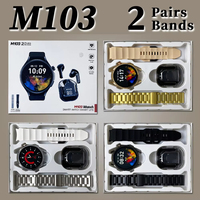 Montre Connectée M103 2-en-1 et Écouteurs TWS : Ensemble Smartwatch et Écouteurs Sans Fil Air31, Boîte Cadeau M103 pour Hommes