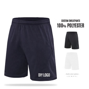 Shorts de sport décontractés pour hommes, mi-longs, à séchage rapide, respirants, anti-plis, taille élastique, couleur unie, 100 % polyester, logo personnalisé, doux pour la peau, 3 - Product Image 2