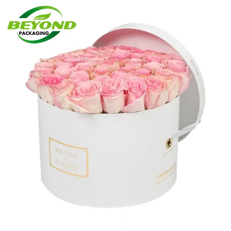 उच्च गुणवत्ता गोल आकार कस्टम डिजाइन कागज recyclable गत्ता फूल गुलदस्ता पैकेजिंग दौर गुलाब बॉक्स