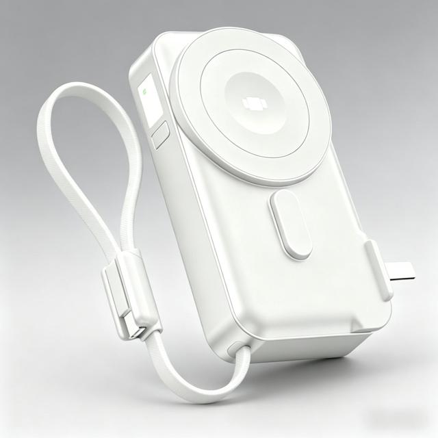 Eco-friendly 10000mAh Power Bank with 22.5W Magnetic Wireless & Built-in Cables Holder Type-C for Phone/android with Led
