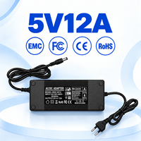 Adaptateur secteur AC/DC fiable avec prise EU 60W 5V 12A certifié GS TUV, alimentation stable pour routeur, bande LED