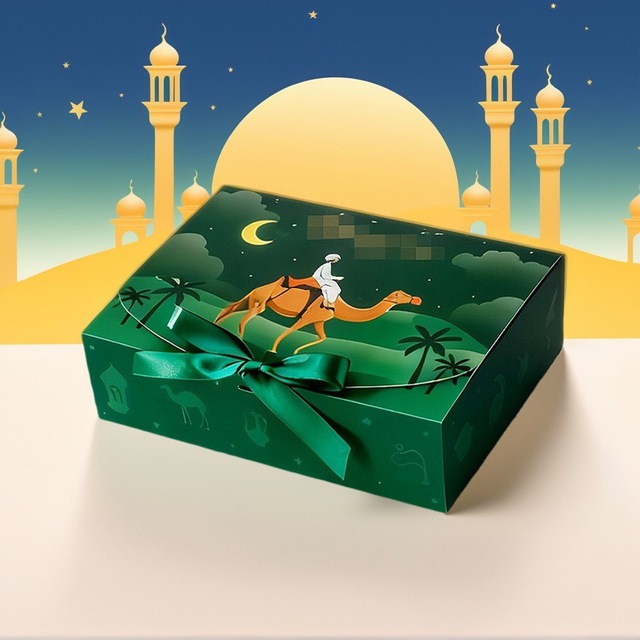 Cross-border Middle Eastern Holiday Flip-top Rectangular Zhejiang Origin Party Gift Box Moon Festival Ribbon-tied Premium Feel