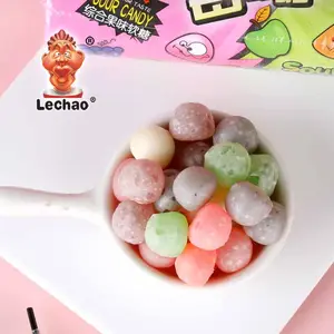 Nhà Máy Bán buôn tùy chỉnh số lượng lớn trái cây Halal chua kẹo bóng Fudge Gummy kẹo để bán