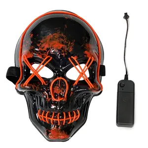 2024 di vendita calda Online maschera luminosa EL luce fredda di Halloween spavento nero sanguinolento maschera LED per feste