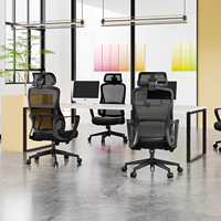 Chaise de bureau ergonomique moderne, pivotante et réglable, avec large appui-tête et dossier haut en maille