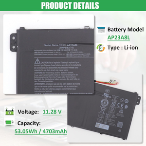 Batterie d'ordinateur portable OEM 11.28V 4703mAh 53.05Wh AP23A8L pour Acer Aspire 3 A315-24P A317-55P <span class=keywords><strong>Extensa</strong></span> 15 EX215-23/55 AP23ABL - Product Image 2