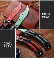 Couteau de formation CSGO Balisong Butterfly Trainer, motif 3D, pour exercice en extérieur, bord émoussé, non-affûté, couteau de poche rotatif