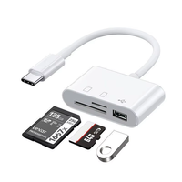 Adaptateur OTG multifonctionnel 3 en 1 avec connecteur USB C, lecteur de carte TF/SD pour téléphone portable Xiaomi Oneplus iPhone OPPO