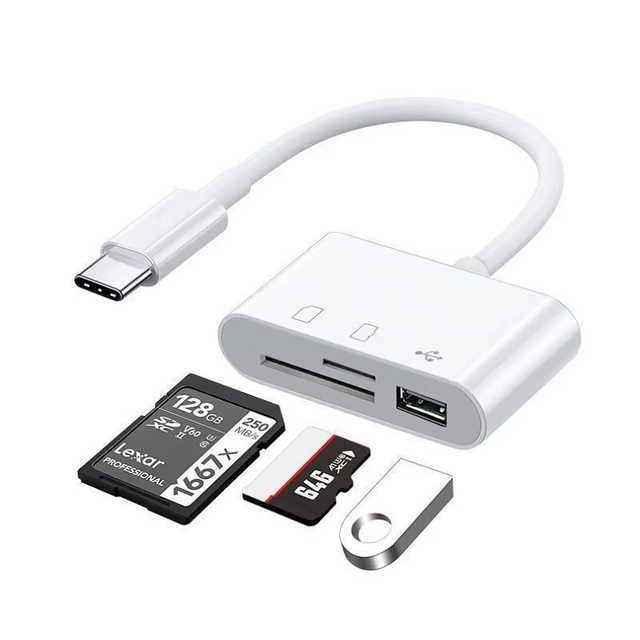 Multifunctional 3 in 1 USB C Connector OTG Adapter Type C Plug TF/SD Card Reader for Xiaomi Oneplus iPhone OPPO Cell Phone