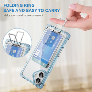 Support métallique pliable transparent hybride TPU PC couverture arrière avec étui de téléphone avec fente pour carte portefeuille pour <span class=keywords><strong>iPhone</strong></span> 16/16 <span class=keywords><strong>Pro</strong></span>/16 Plus/16 <span class=keywords><strong>Pro</strong></span> Max - Product Image 4