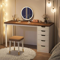 Bureau d'ordinateur moderne rustique marron minimaliste 5 tiroirs petit bureau à domicile ergonomique ordinateur portable étude table à écrire fonction stockage