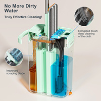 Système de seau plat à 3 compartiments Homettler Eco-Friendly Transparent Mop, avec tampons lavables et réutilisables pour eau sale/propre séparée