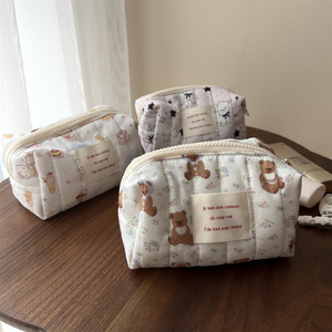 Borsa per Trucco e Telefono Cellulare con Logo Personalizzato, Design Animale Cartoonesco, Righe Verticali Trapuntate, Chiusura a Zip - Product Image 3