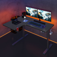 Bureau de jeu ergonomique électrique réglable en hauteur, pliable, télescopique, en métal, avec support de tasse, en fibre de carbone, résistant et modulaire en bois