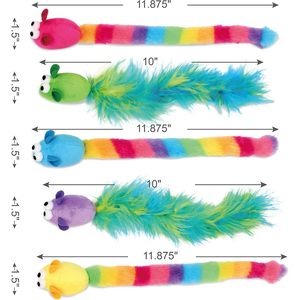 Premium 5 giocattoli interattivi per gatti con piume di erba gatta Multi-colore per topi con coda di piume lunghe scatola di stoffa resistente per gatti - Product Image 5