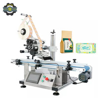 Cartons, cartes, sacs en plastique, bouteilles en verre, applicateur d'étiquettes automatique de bureau, machine d'application d'étiquettes plates
