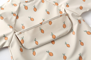 Happy Flute PU tissu imperméable alimentation bébé bavoirs impression personnalisée alimentation manches longues tablier haute qualité bébé Smock bavoirs - Product Image 4
