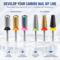 YAQIN Embout de ponceuse à ongles en carbure de tungstène 5-en-1 à tête arrondie, 3/32 pouces, OEM ODM, Vente en gros personnalisée