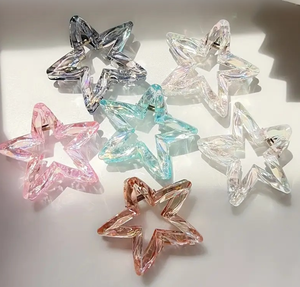 Pinza de Pelo de Plástico con Diseño de Estrella de Cinco Puntas, Color Caramelo Cristal, 7 cm, para Niñas y Mujeres - Product Image 3