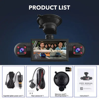 Nouvelle Caméra de Tableau de Bord 2026 FHD1080P 3.0 Pouces à Double Objectif 4 Caméras Avant/Arrière Écran IPS WiFi Vision Nocturne Vue à 360° Enregistrement en Boucle