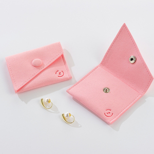1mm Thick High Quality Microfiber Button Jewelry Packaging <b>Gift</b> Pouch Packaging Jewelry Bag Pouch with Oblique Flap - Product Image 1