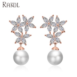 RAKOL EP2386 Anillo colgante Perla 2020 Real Chapado en oro Cubic Zirconia Pendientes Joyería - Product Image 3