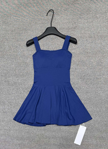 Abito Estivo da Yoga per Donna con Spalline Sottili, Vita Alta e Gonna Plissettata, Traspirante per Fitness e Allenamento, Blu/Rosa/Marrone/Blu Scuro/Grigio - Product Image 4