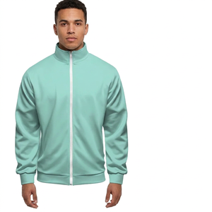 Men's Mint Green Tracksuit Set Full Zip Jacket Joggers Solid Color Casual Athletic Wear Breathable - Product Image 5