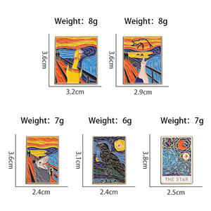 Broche de aleación con diseño de animal pequeño que grita, único y adorable, con patrón de fondo de pintura al óleo abstracta, accesorio decorativo para mochila - Product Image 4