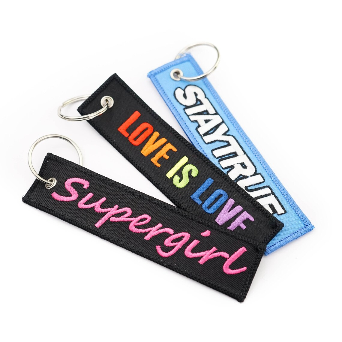 Custom Flight Fabric Keychain Custom Logo Embroidery Jet Tag Woven Key Chain With Your Own Logo