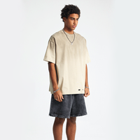 T-shirts surdimensionnés 250 GSM délavés à l'acide, personnalisables avec logo streetwear, en coton à manches courtes, imprimé vieilli, pour hommes